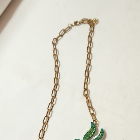 Beautiful hummingbird/floral necklace pink orange green NIP - Picture 2 of 2